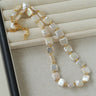 Mini Gold Bead and Square Baroque Pearl Necklace - floysun