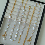 Mini Gold Bead and Teardrop Baroque Pearl Bracelet - floysun