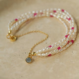 Mini Pearl and Ruby Beaded Bracelet - floysun