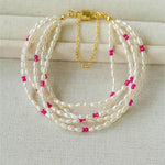 Mini Pearl and Ruby Beaded Bracelet - floysun