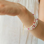 Mini Pearl and Ruby Beaded Bracelet - floysun