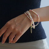 Mini Pearl and Ruby Beaded Bracelet - floysun