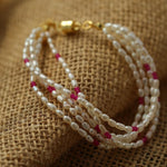 Mini Pearl and Ruby Beaded Bracelet - floysun