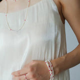 Mini Pearl and Ruby Beaded Bracelet - floysun