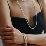 Mini Pearl and Ruby Long Beaded Necklace - floysun