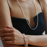 Mini Pearl and Ruby Long Beaded Necklace - floysun