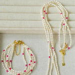 Mini Pearl and Ruby Long Beaded Necklace - floysun