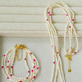 Mini Pearl and Ruby Long Beaded Necklace - floysun