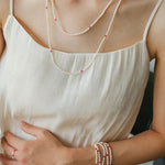 Mini Pearl and Ruby Long Beaded Necklace - floysun