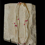 Mini Pearl and Ruby Long Beaded Necklace - floysun