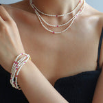 Mini Pearl and Ruby Long Beaded Necklace - floysun