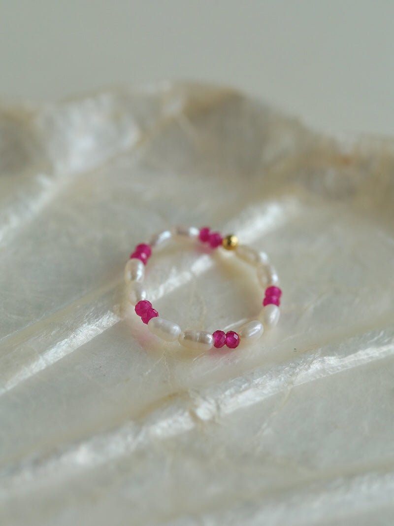 Mini Pearl and Ruby Rings - floysun