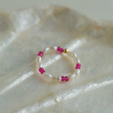 Mini Pearl and Ruby Rings - floysun