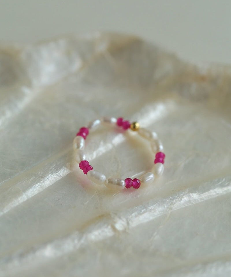 Mini Pearl and Ruby Rings - floysun