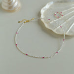 Mini Pearl and Ruby Short Necklace - floysun