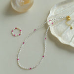 Mini Pearl and Ruby Short Necklace - floysun