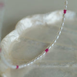 Mini Pearl and Ruby Short Necklace - floysun