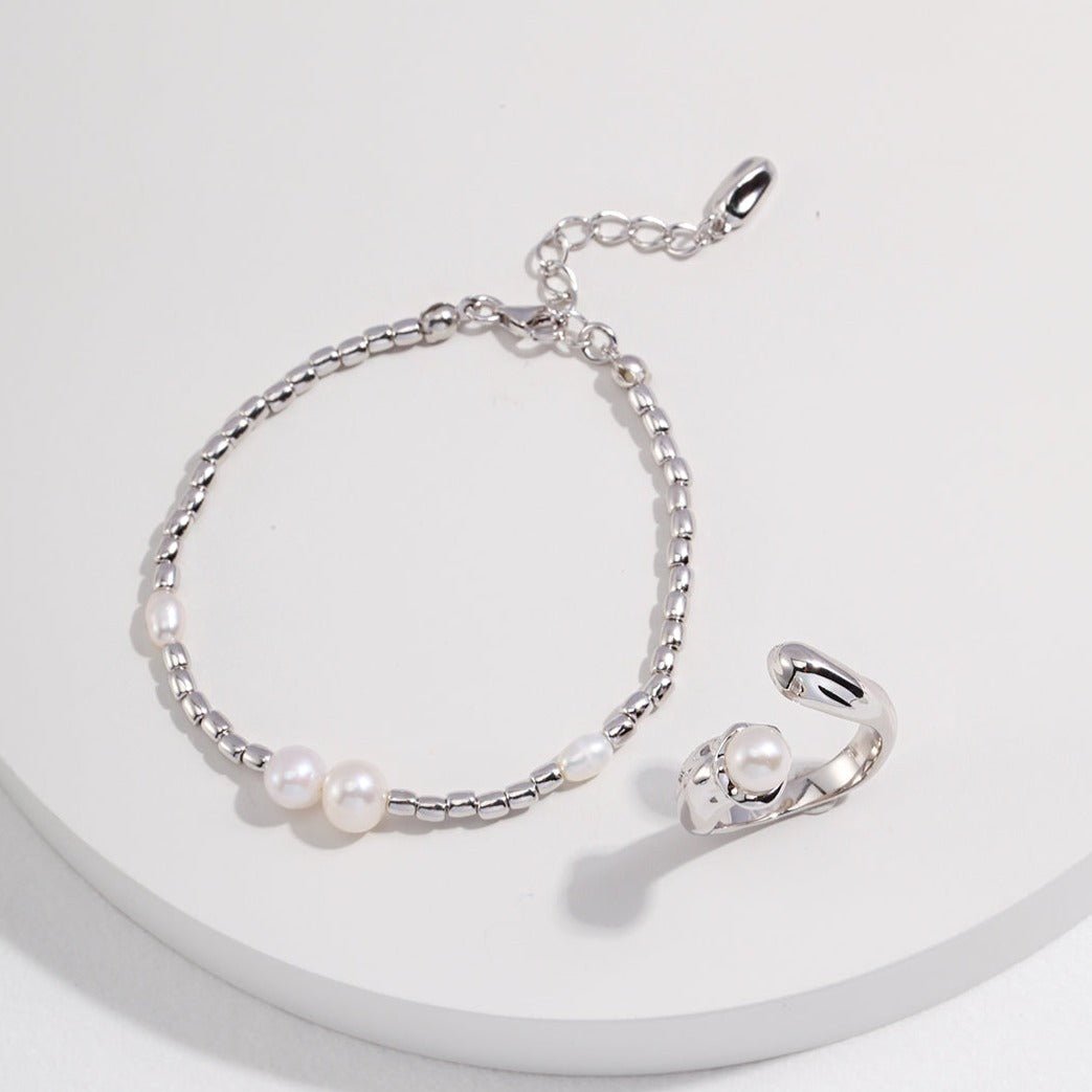 Mini Silver Beads and Pearl Bracelet - floysun