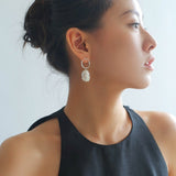 Minimalist Baroque Drop Circle Statement Earrings - floysun