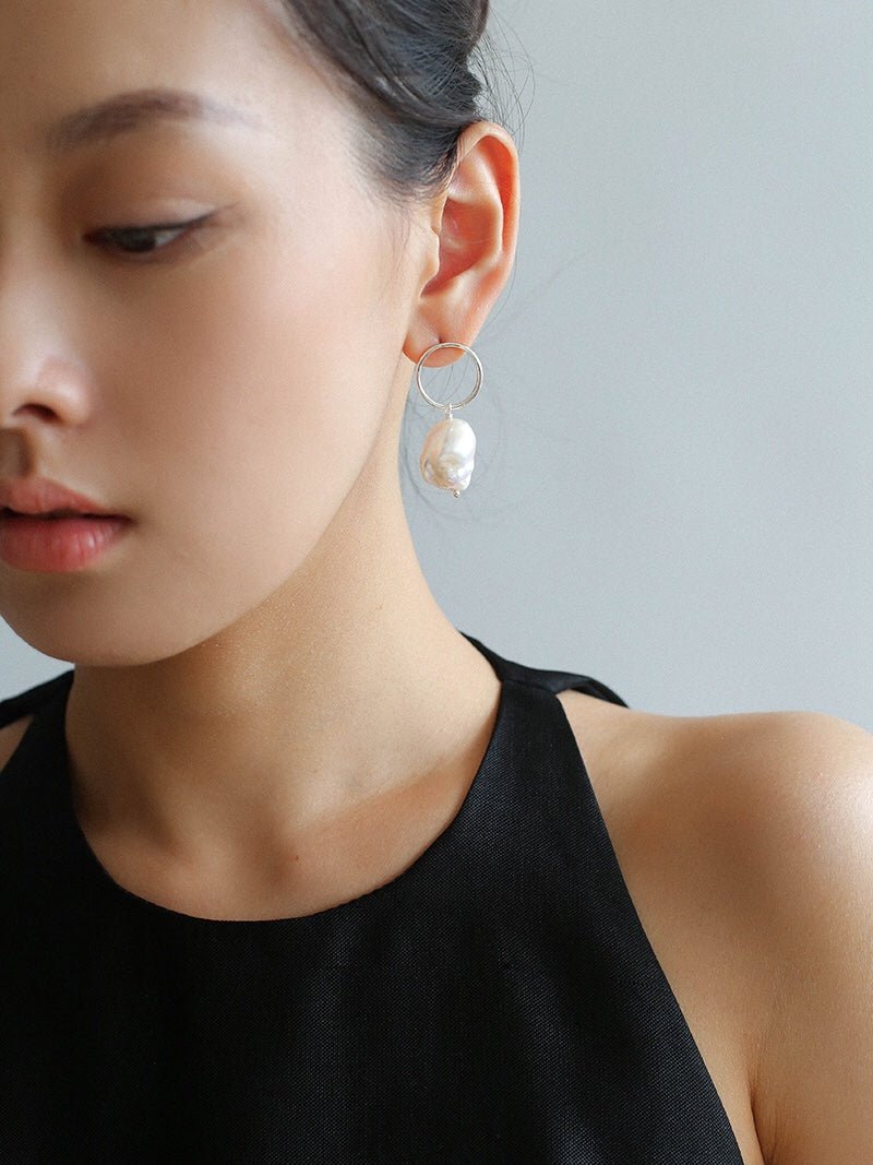 Minimalist Baroque Drop Circle Statement Earrings - floysun