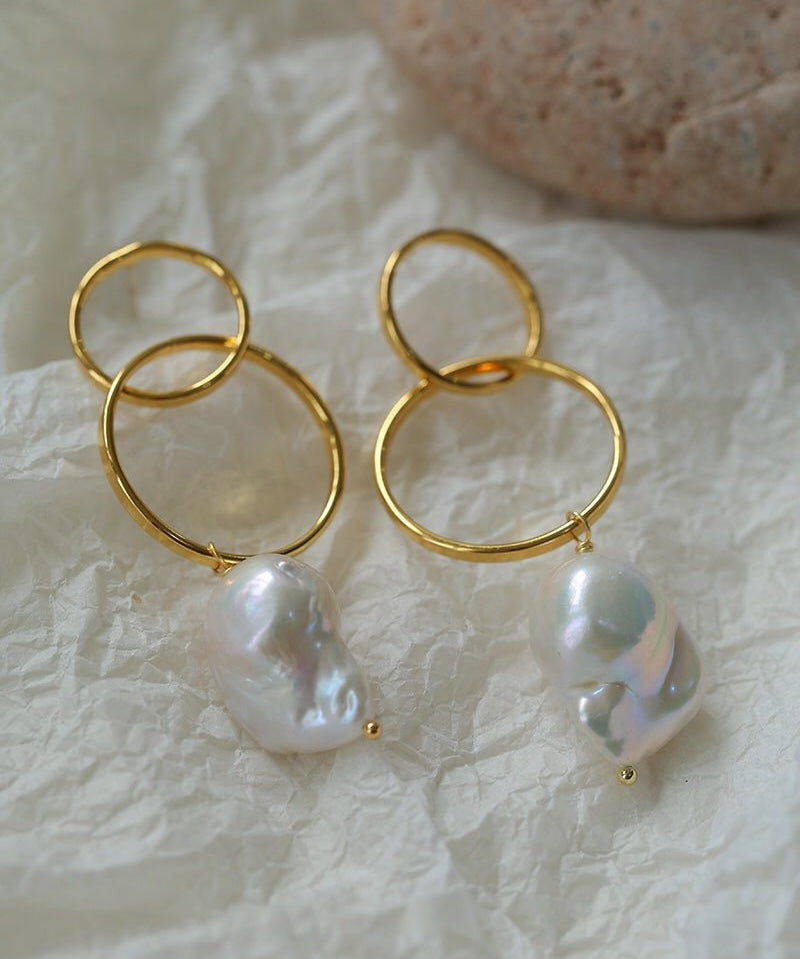 Minimalist Baroque Drop Circle Statement Earrings - floysun