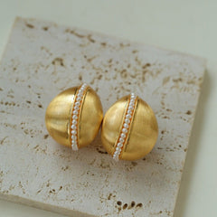 Minimalist Brushed Pearl Statement Earrings - floysun