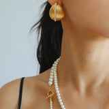 Minimalist Brushed Pearl Statement Earrings - floysun