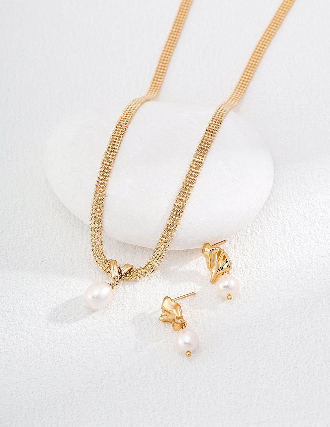 Minimalist Chunky Chain Pearl Pendant Necklace - floysun