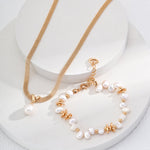 Minimalist Chunky Chain Pearl Pendant Necklace - floysun