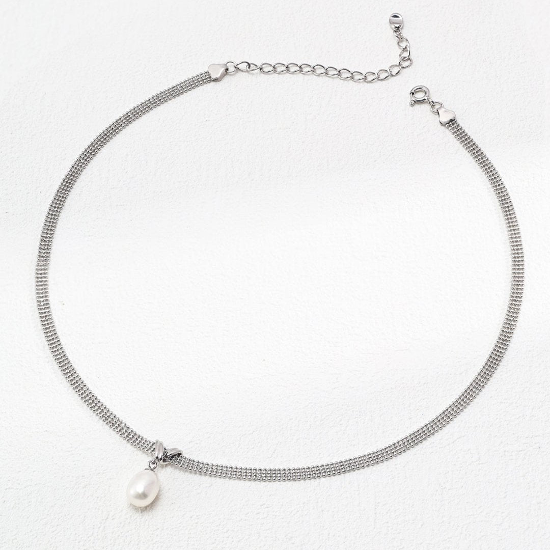 Minimalist Chunky Chain Pearl Pendant Necklace - floysun