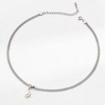 Minimalist Chunky Chain Pearl Pendant Necklace - floysun