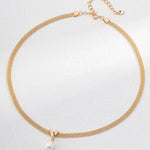 Minimalist Chunky Chain Pearl Pendant Necklace - floysun