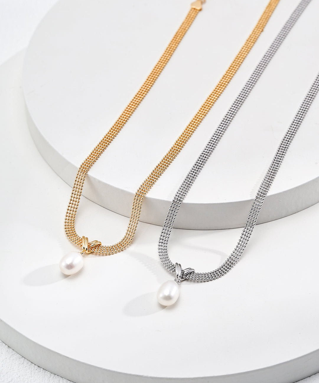 Minimalist Chunky Chain Pearl Pendant Necklace - floysun