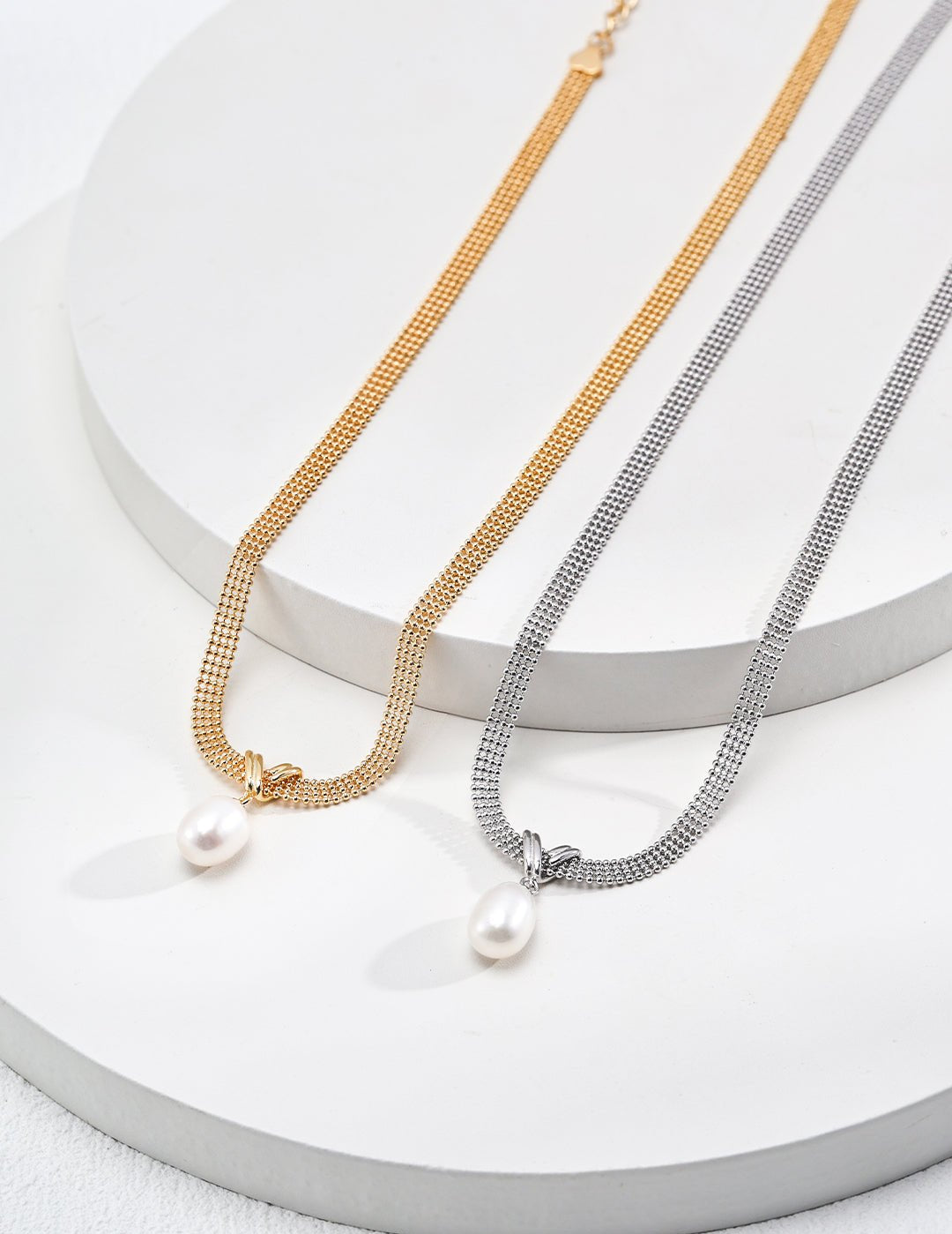 Minimalist Chunky Chain Pearl Pendant Necklace - floysun