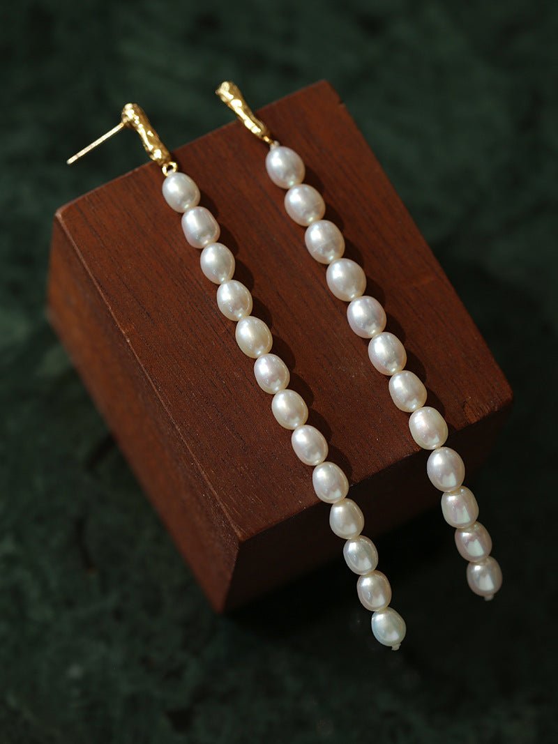 Minimalist Elegant Long Pearl Earrings - floysun