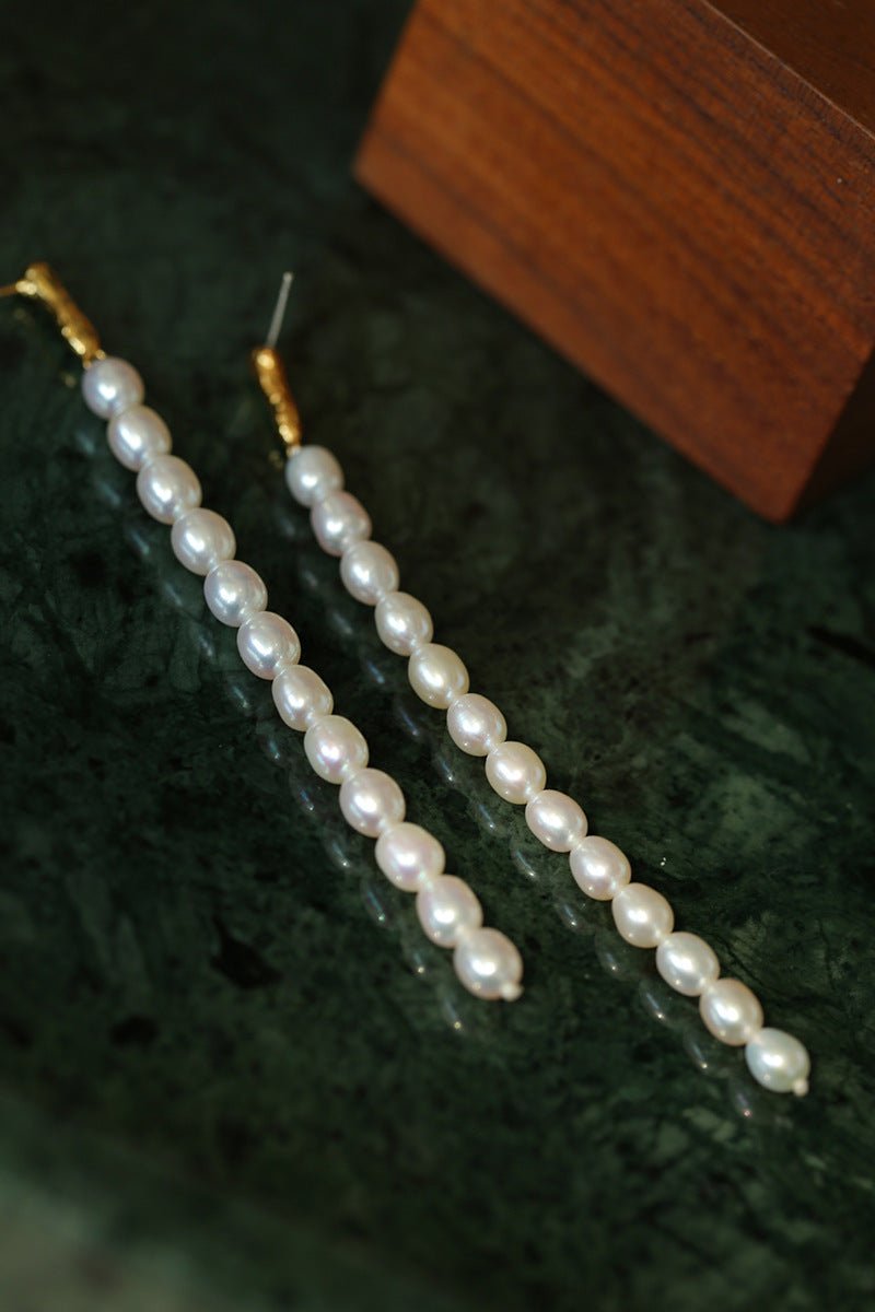 Minimalist Elegant Long Pearl Earrings - floysun