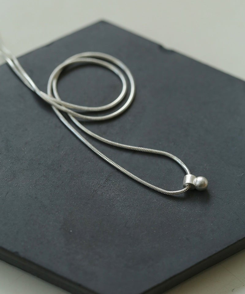 Minimalist Frosted Single Silver Ball Pendant Necklace - floysun