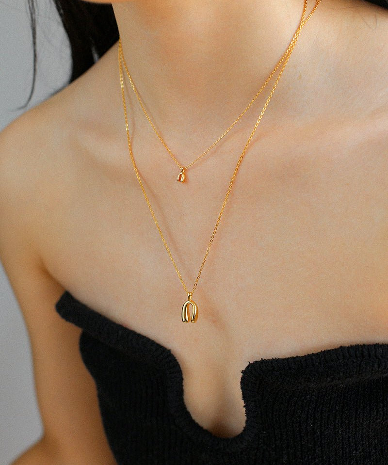 Minimalist Geometric Horseshoe Pendant Chian Necklace - floysun