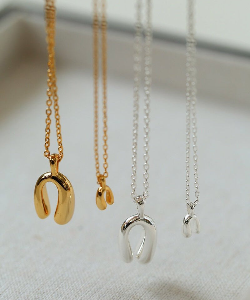 Minimalist Geometric Horseshoe Pendant Chian Necklace - floysun