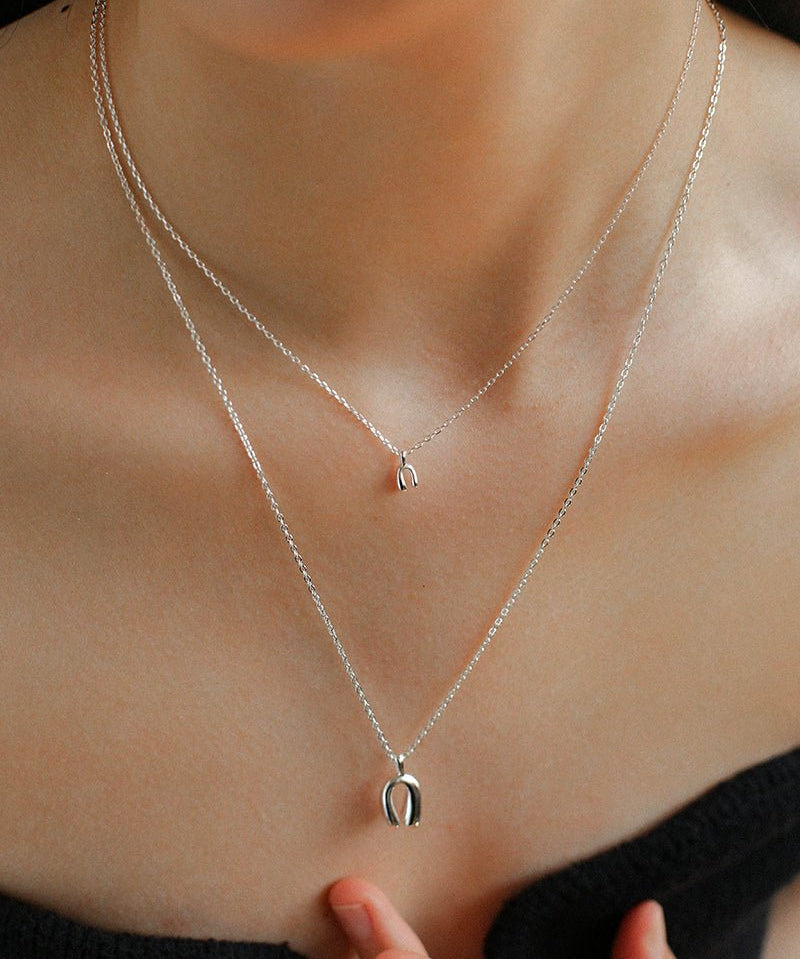 Minimalist Geometric Horseshoe Pendant Chian Necklace - floysun