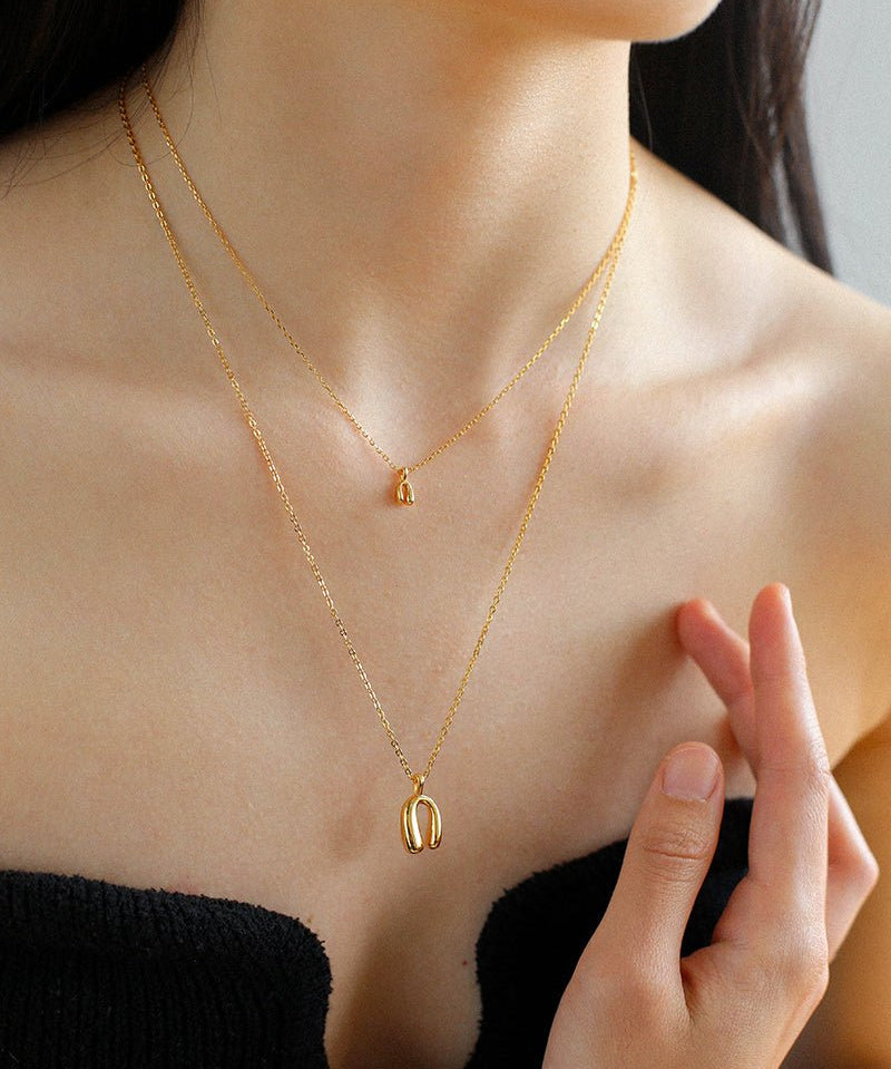 Minimalist Geometric Horseshoe Pendant Chian Necklace - floysun