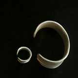 Minimalist Handmade Texture Matte Silver Open Bracelet - floysun