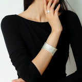 Minimalist Handmade Texture Matte Silver Open Bracelet - floysun