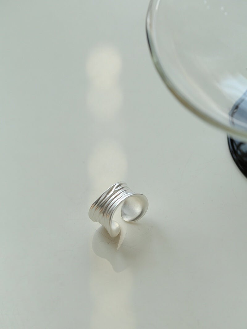 Minimalist Handmade Texture Matte Silver Open Ring - floysun