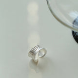 Minimalist Handmade Texture Matte Silver Open Ring - floysun