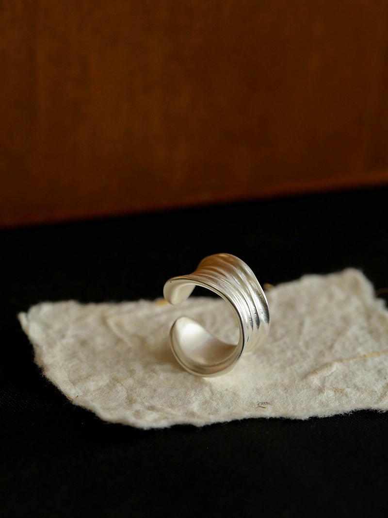 Minimalist Handmade Texture Matte Silver Open Ring - floysun