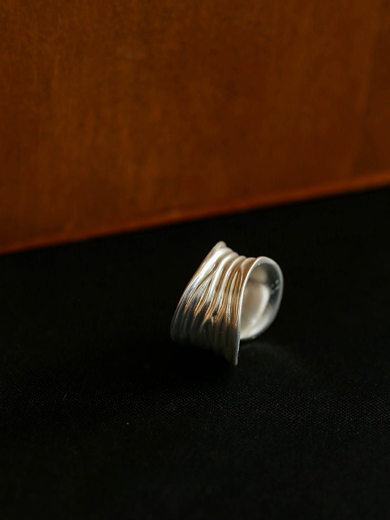 Minimalist Handmade Texture Matte Silver Open Ring - floysun