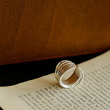 Minimalist Handmade Texture Matte Silver Open Ring - floysun