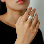 Minimalist Handmade Texture Matte Silver Open Ring - floysun