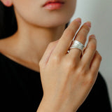 Minimalist Handmade Texture Matte Silver Open Ring - floysun